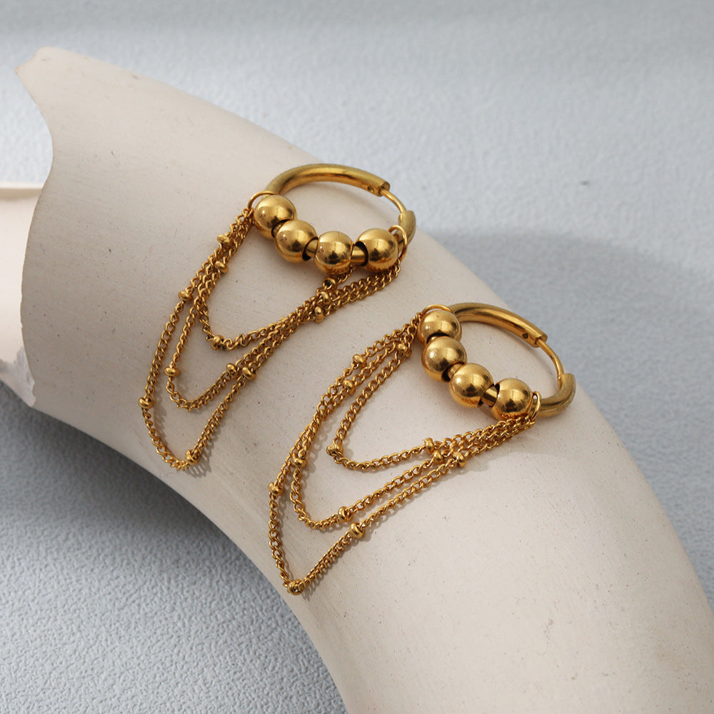 Boucles d'oreilles simples et gracieuses en acier inoxydable, four 18 carats, plaqué or véritable
