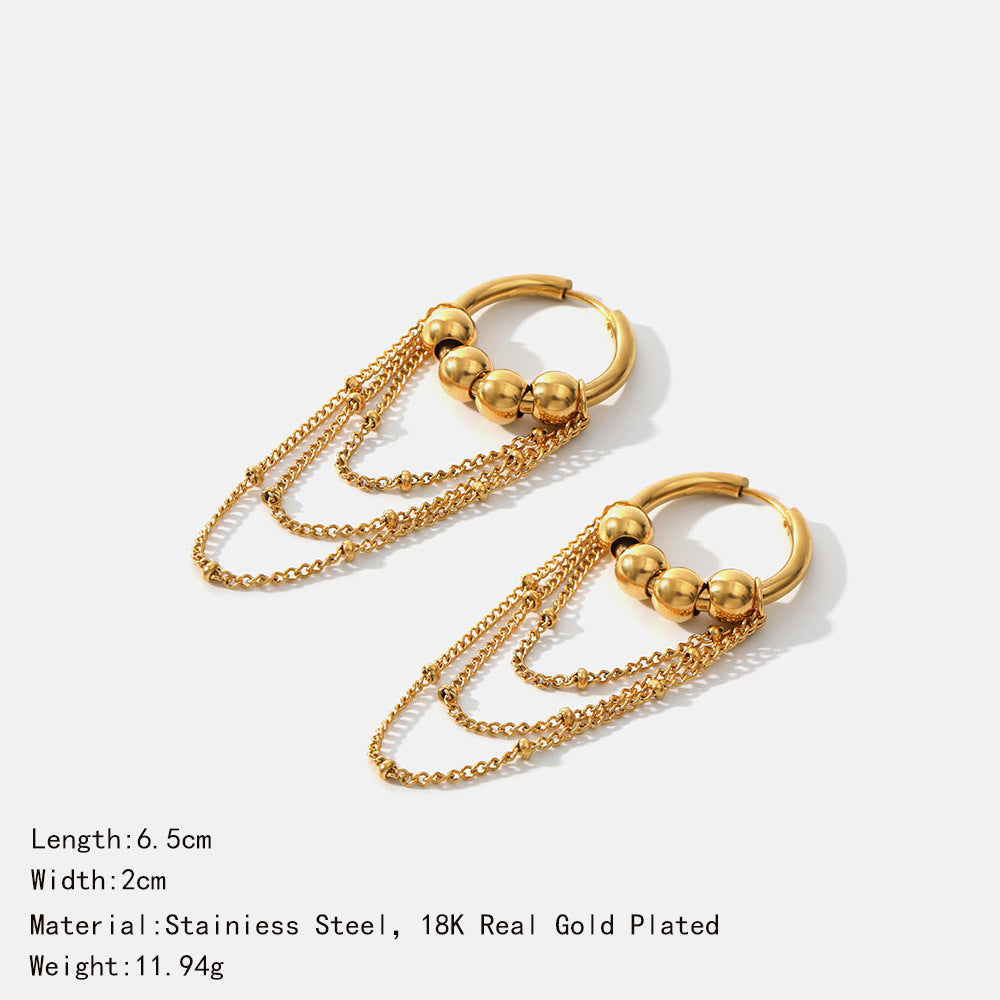 Boucles d'oreilles simples et gracieuses en acier inoxydable, four 18 carats, plaqué or véritable