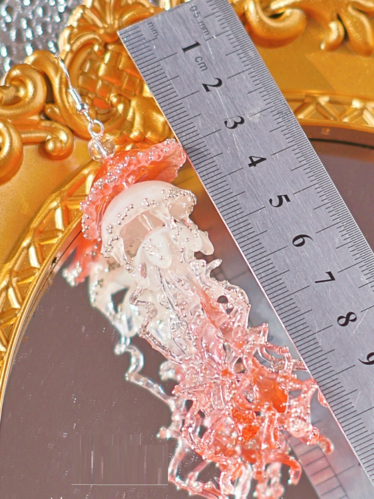 Boucles d'oreilles méduse rouge, Clip d'oreille pour fille, accessoires tridimensionnels exagérés