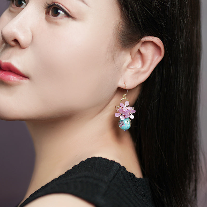 Boucles d'oreilles vintage à petites fleurs, style antique