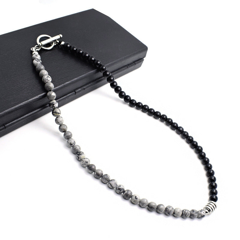 Stainless Steel Tiger Eye Map Stone Necklace