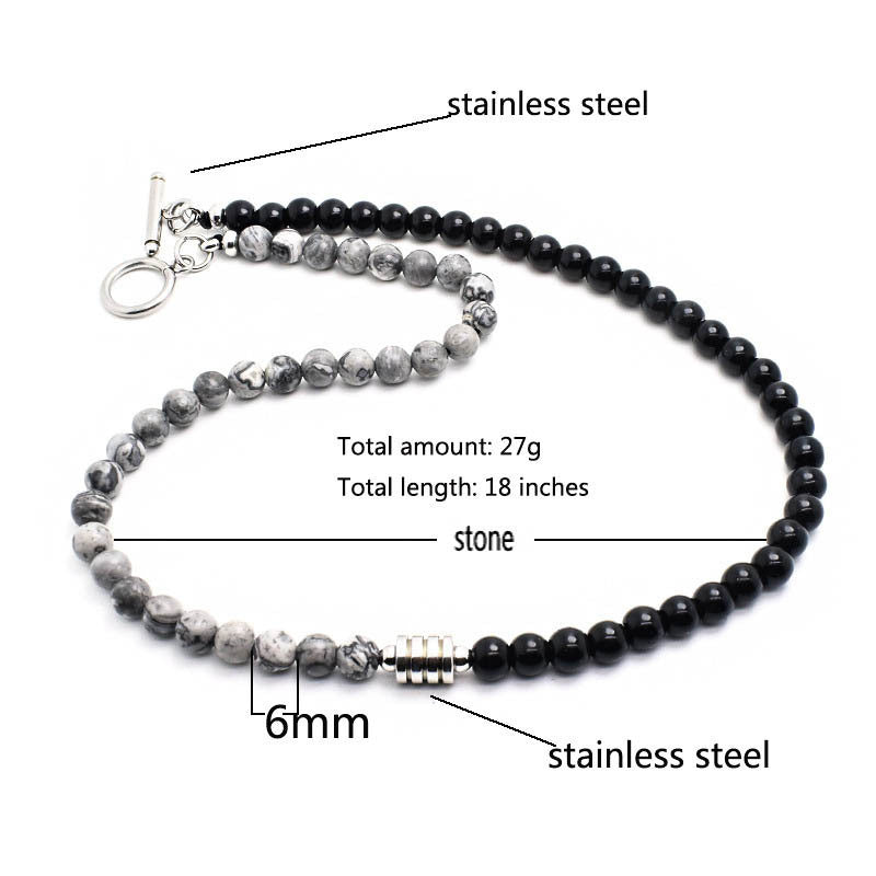 Stainless Steel Tiger Eye Map Stone Necklace