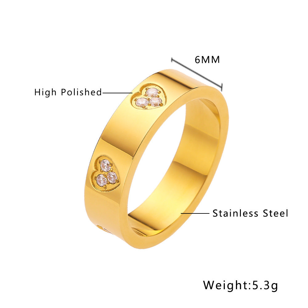 Bague en acier titane sertie de diamants Female Love