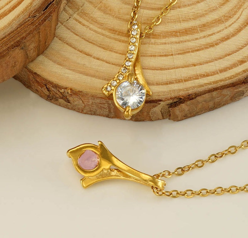 Collier en strass raffiné en acier inoxydable, Design européen et américain d'intérêt particulier