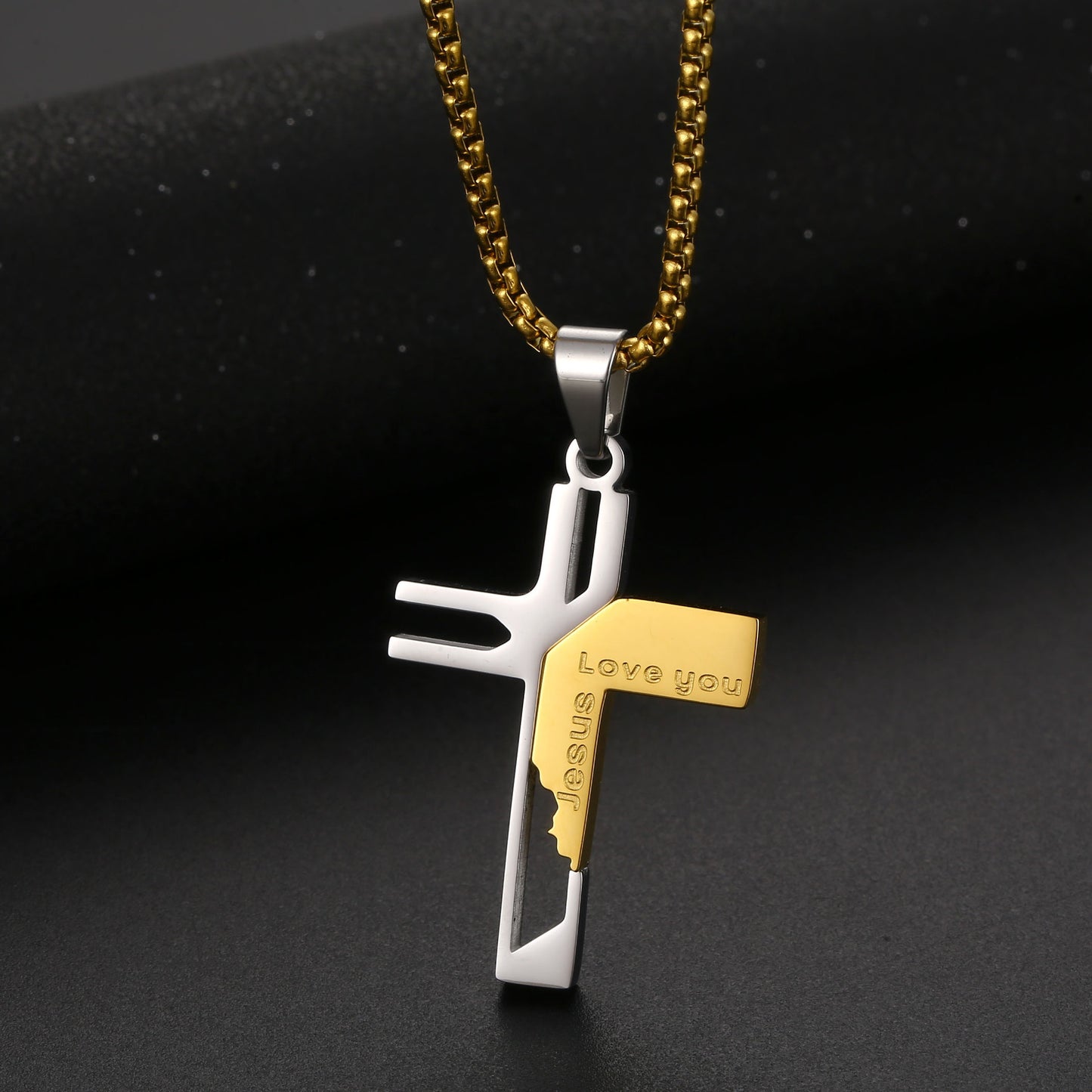 Titanium Steel Non Fading Men's Cross Pendant Necklace