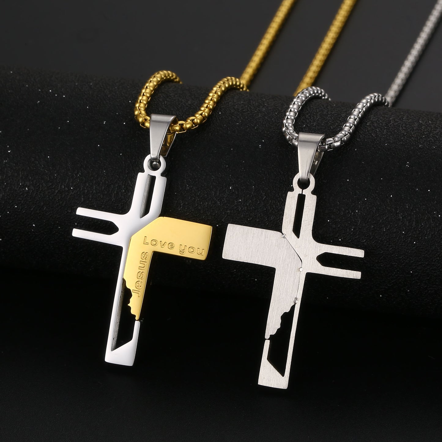 Titanium Steel Non Fading Men's Cross Pendant Necklace