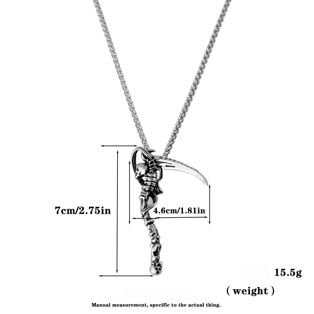 Collar con colgante de acero y titanio del dios de la muerte vintage para hombre