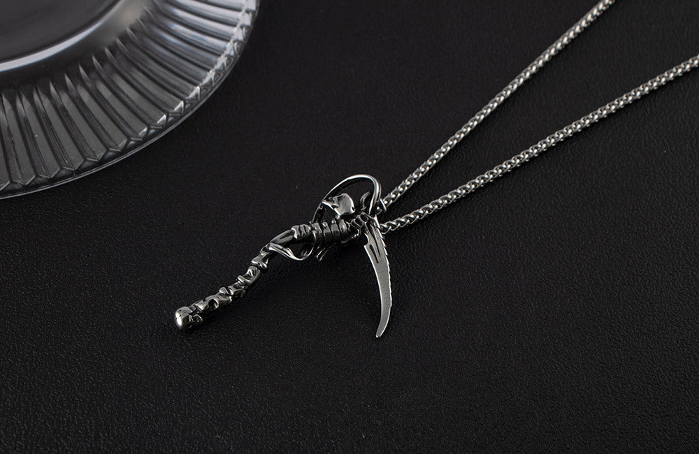 Collar con colgante de acero y titanio del dios de la muerte vintage para hombre