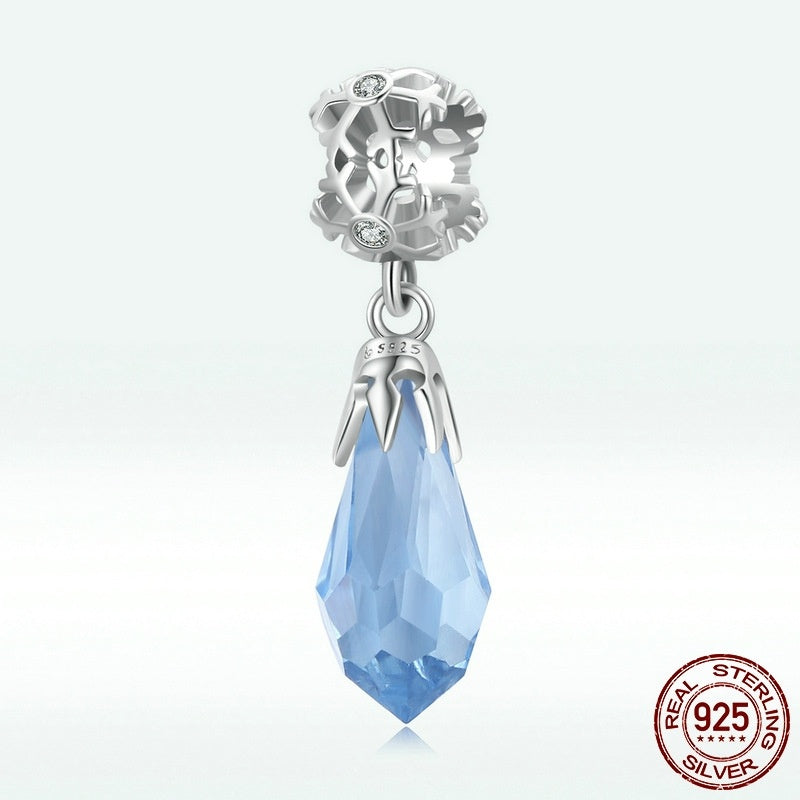 S925 Sterling Silver Snowflake Ice Crystal Pendant