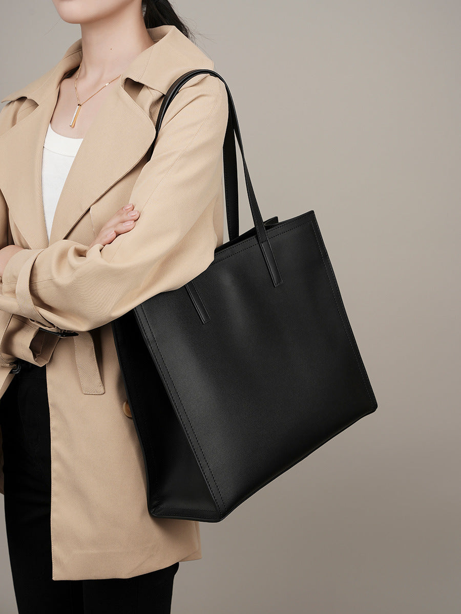 Porte-documents grande capacité en cuir pour femme