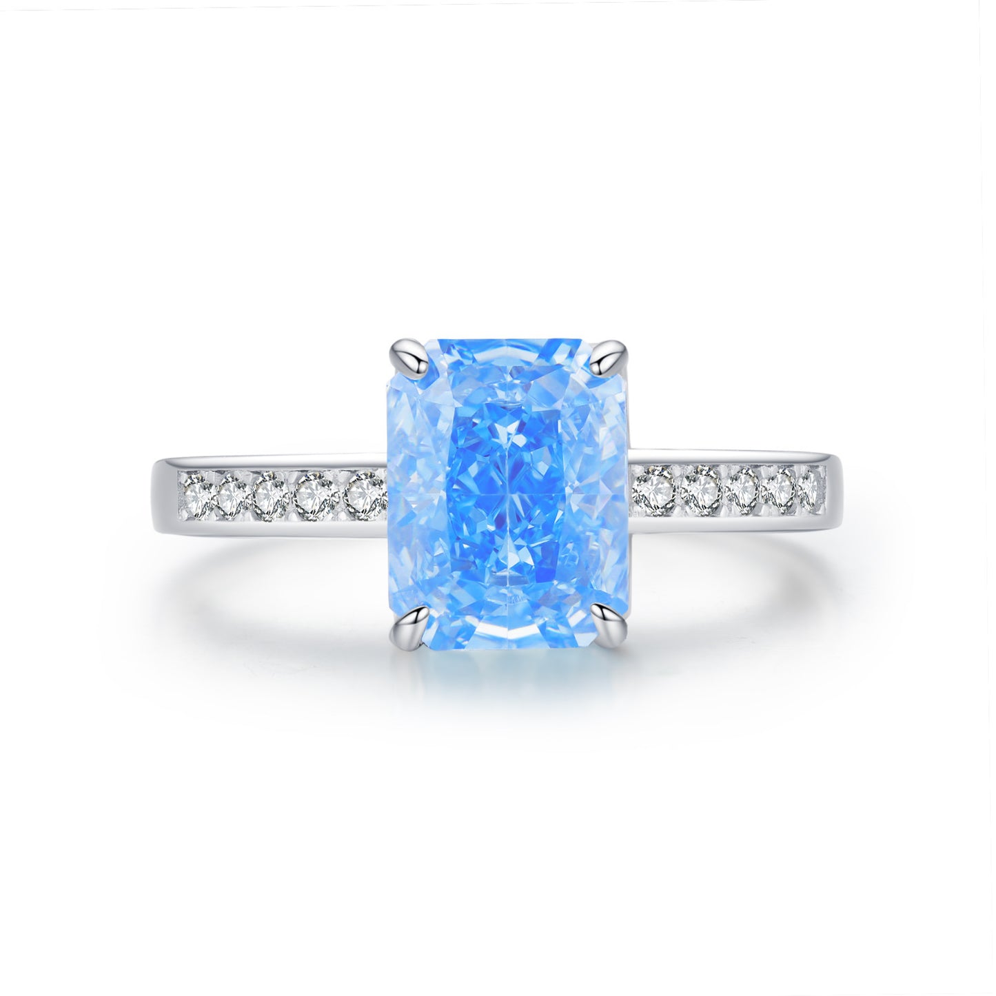 Women's Fashion Sterling Silver Ice Flower Cut Zircon Cube Sugar Ring