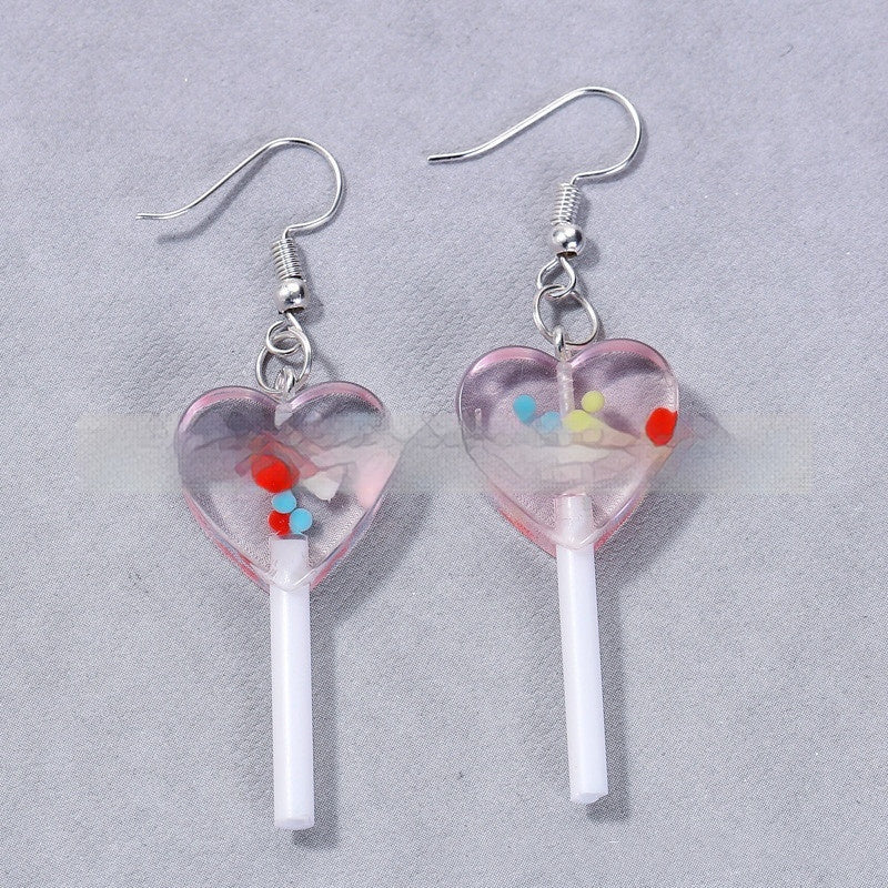 Boucles d'oreilles simples en résine, petites sucettes d'amour