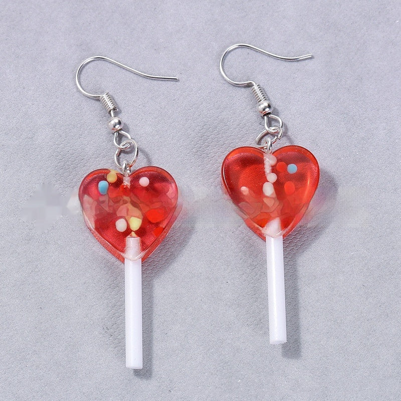 Boucles d'oreilles simples en résine, petites sucettes d'amour