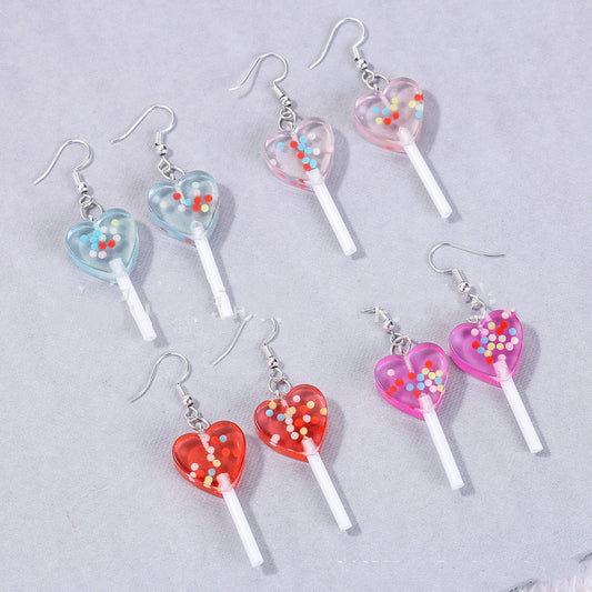 Boucles d'oreilles simples en résine, petites sucettes d'amour