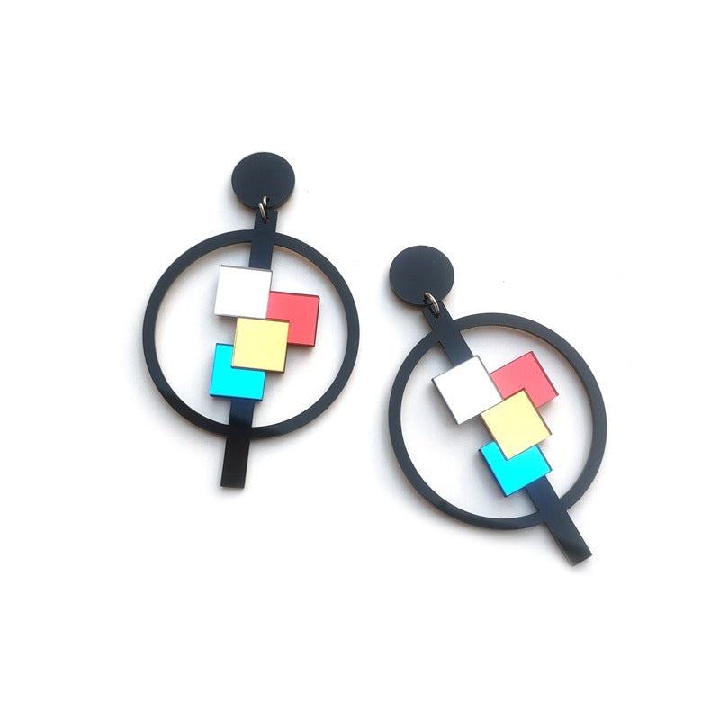 Round Color Mirror Acrylic Earrings