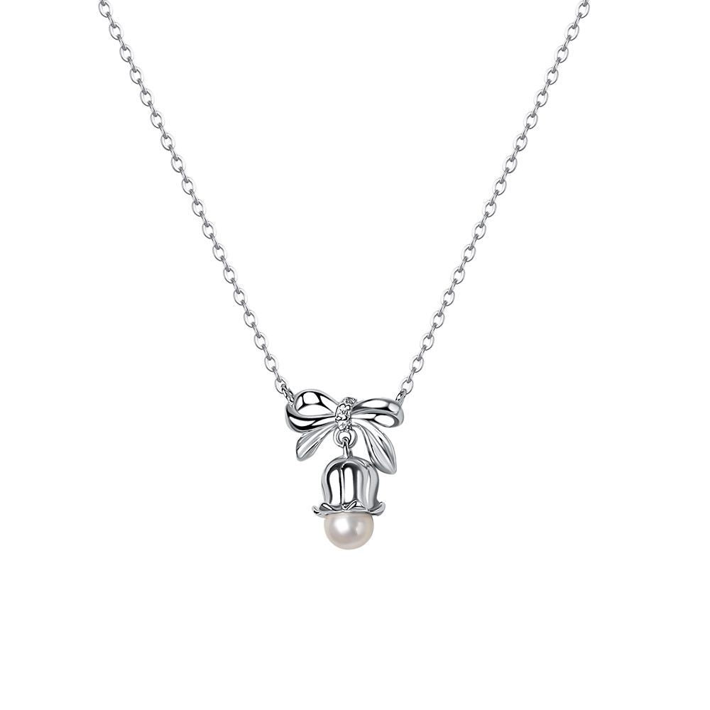 S999 Sterling Silver Bow Lily Necklace