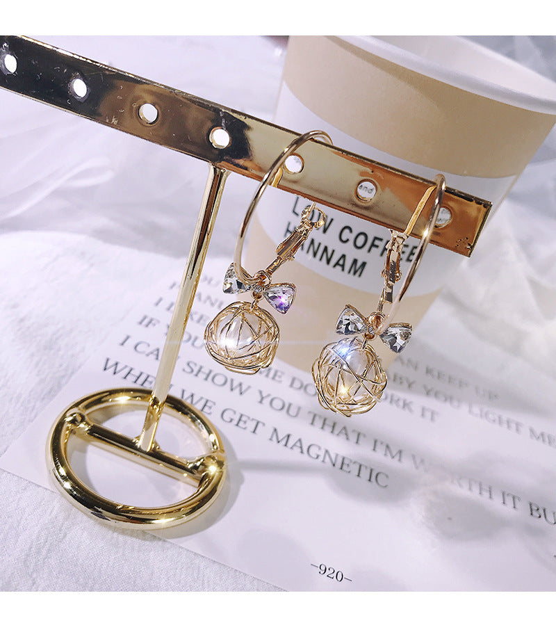 Boucles d'oreilles nid d'oiseau en métal creux français