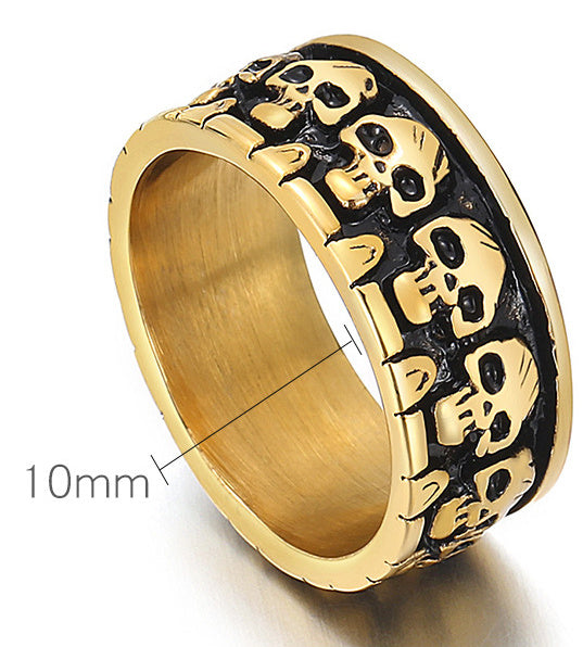 Bague en acier titane pour hommes crâne dominateur