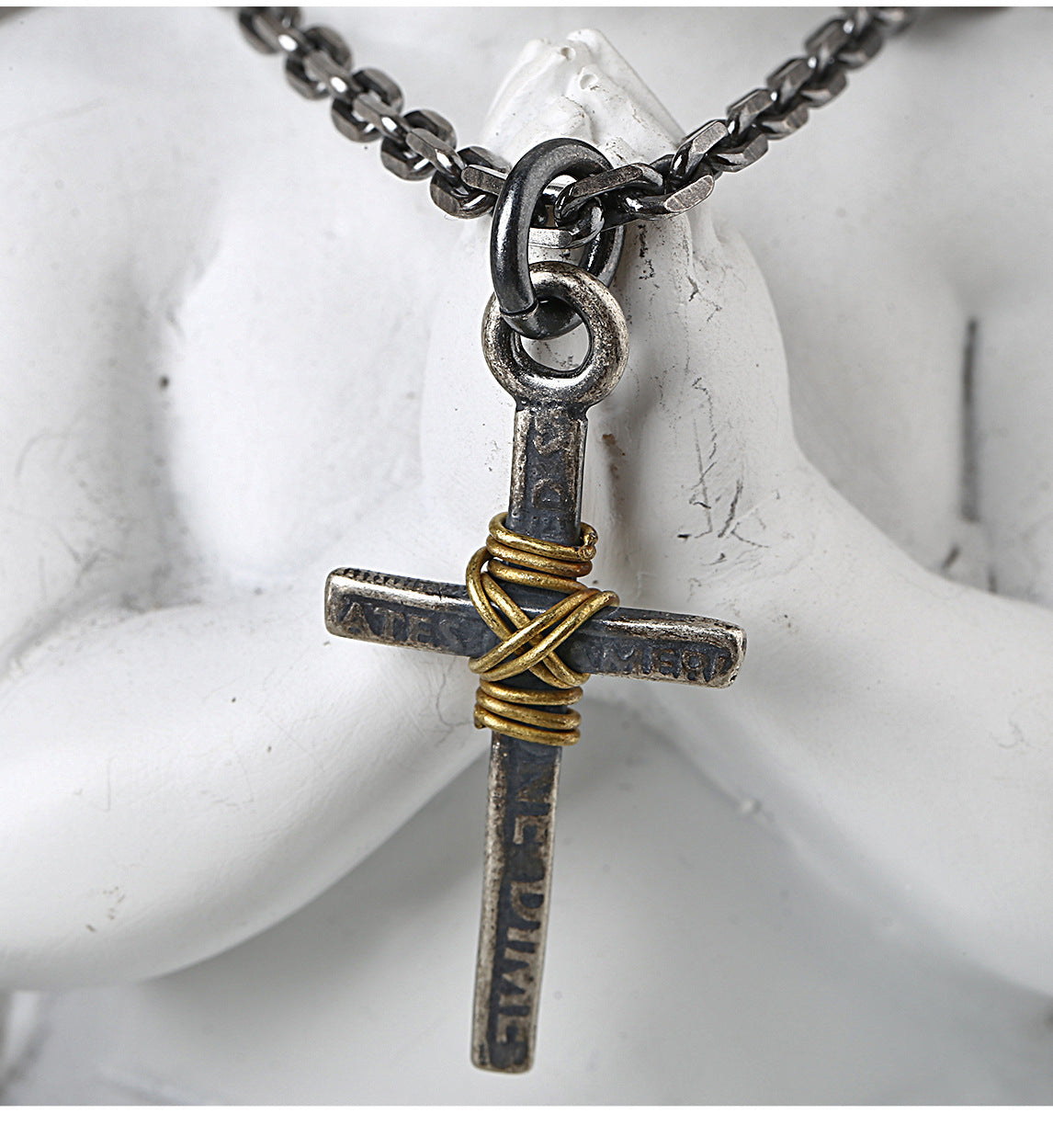 S925 Silver Cross Pendant Winding Copper Wire