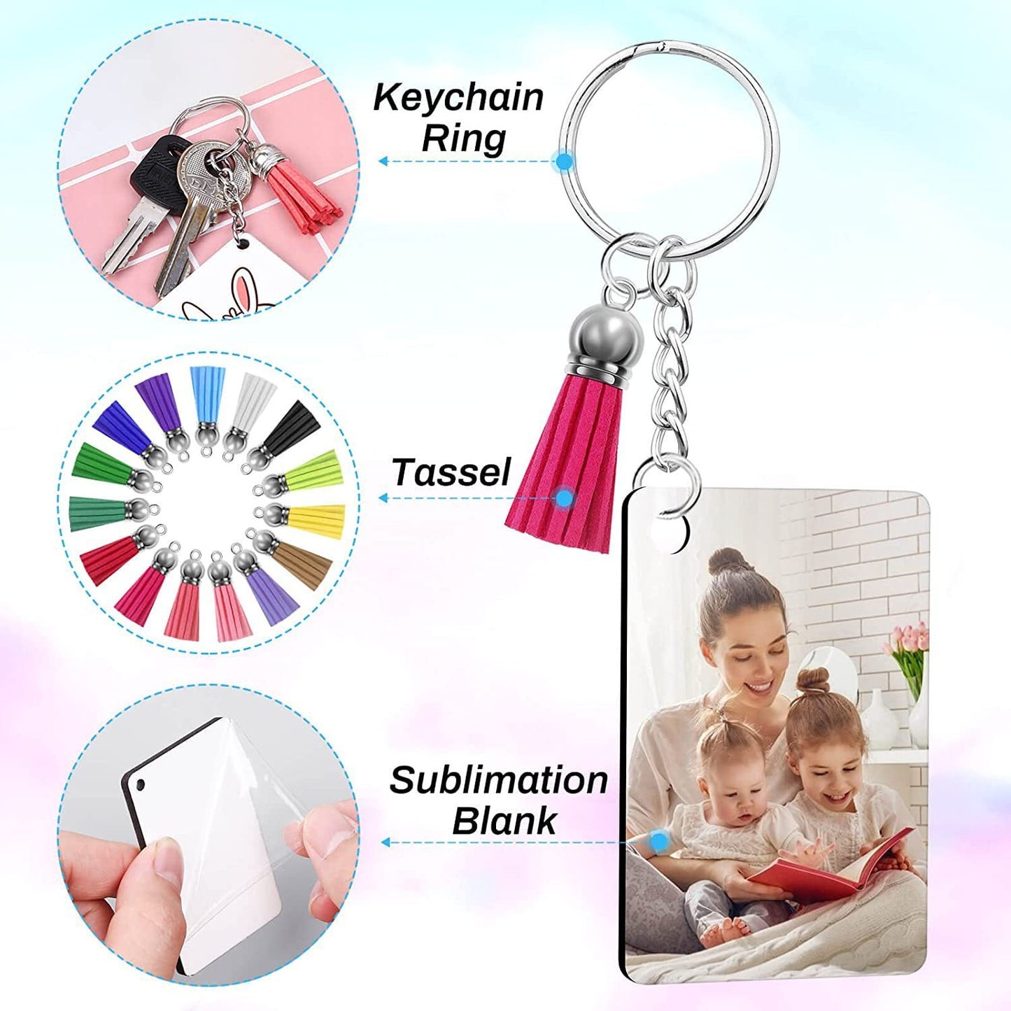 Sublimation Tassel Blank Density Plate Keychain