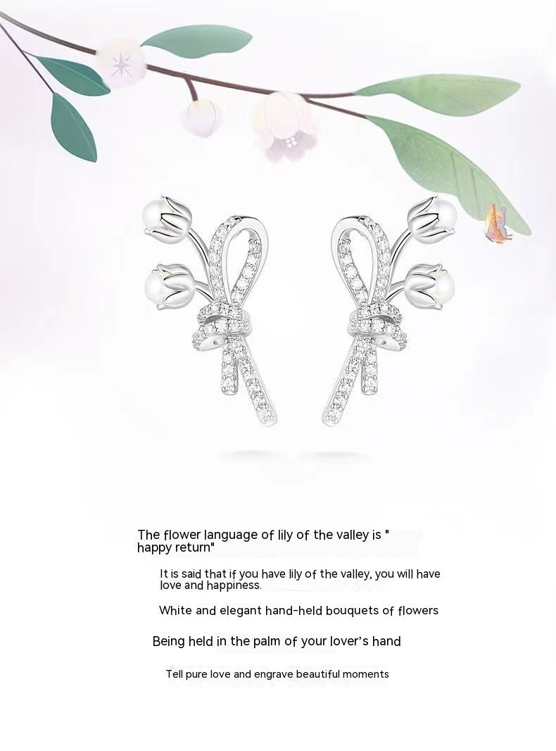 Pendientes de perlas con diseño de moda minoritaria para mujer Linglan Bouquet