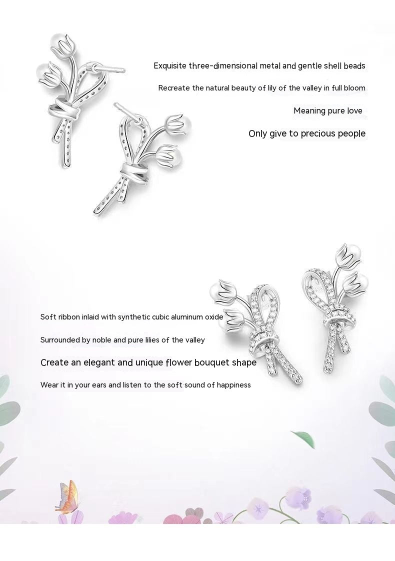 Pendientes de perlas con diseño de moda minoritaria para mujer Linglan Bouquet