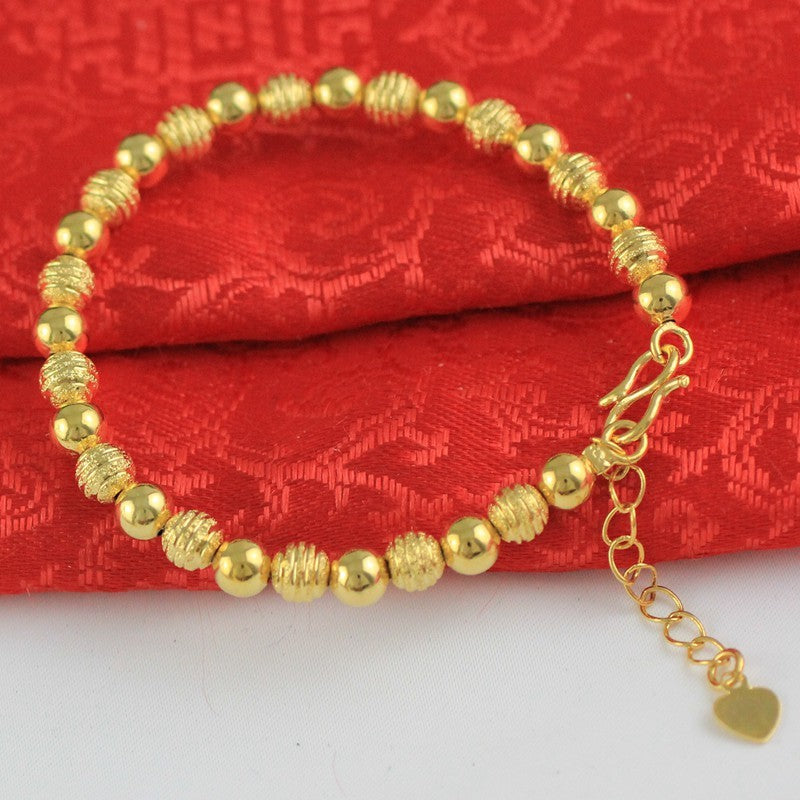 Ethnic Style Vietnam Sand Lucky Beads Bracelet 24k Copper Plating Yellow Gold Girl Bracelet
