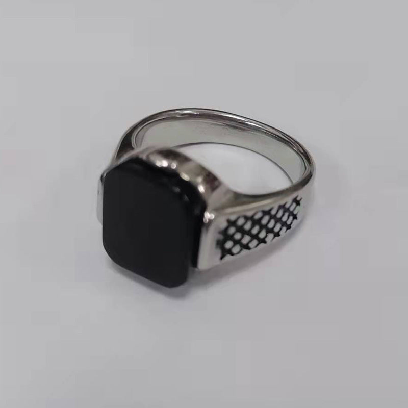 Bague pour hommes en acier inoxydable, ornement Noble Vintage en or