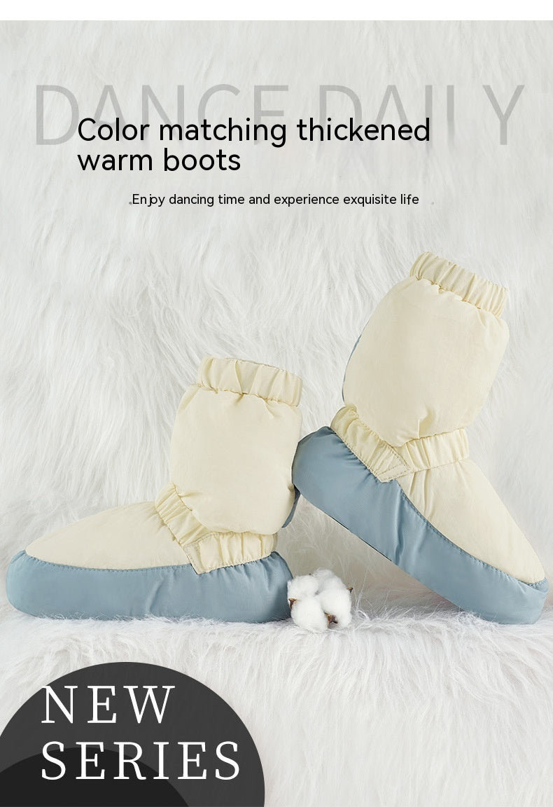 Bottes de neige de danse doublées de polaire pour femmes, chaussures d'entraînement de Ballet à fond souple