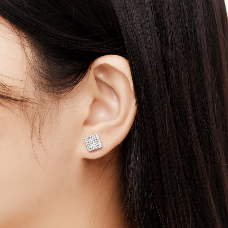 S925 Sterling Silver Square Stud Earrings Neutral Couple