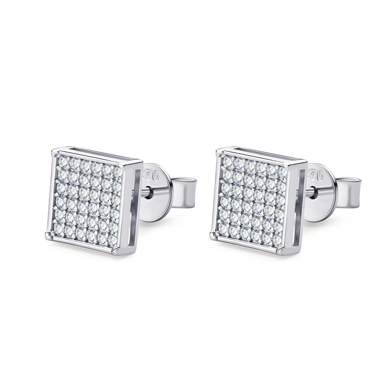 S925 Sterling Silver Square Stud Earrings Neutral Couple