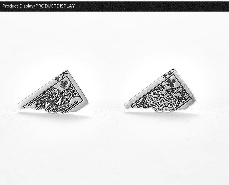 Boucles d'oreilles à tige de poker en détresse, design simple et tendance pour un intérêt particulier