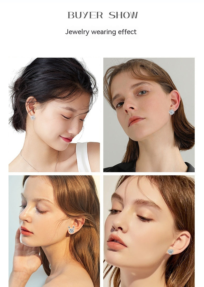 Boucles d'oreilles en argent Sterling 925, Design d'intérêt particulier, Moissanite
