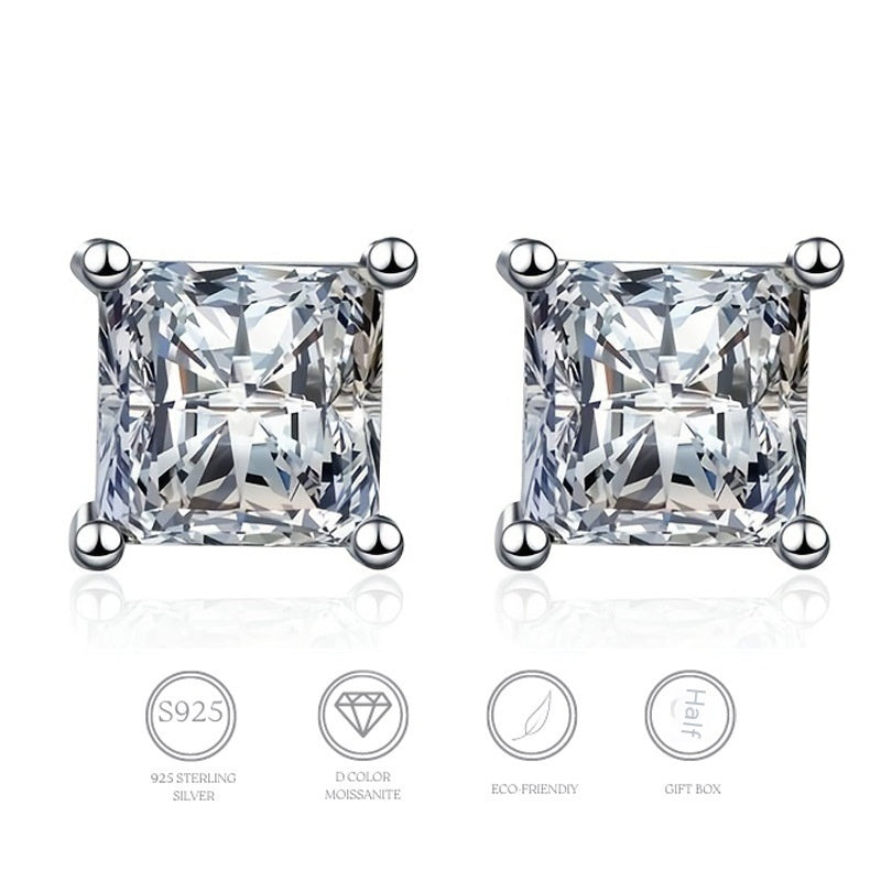 Boucles d'oreilles en argent Sterling 925, Design d'intérêt particulier, Moissanite