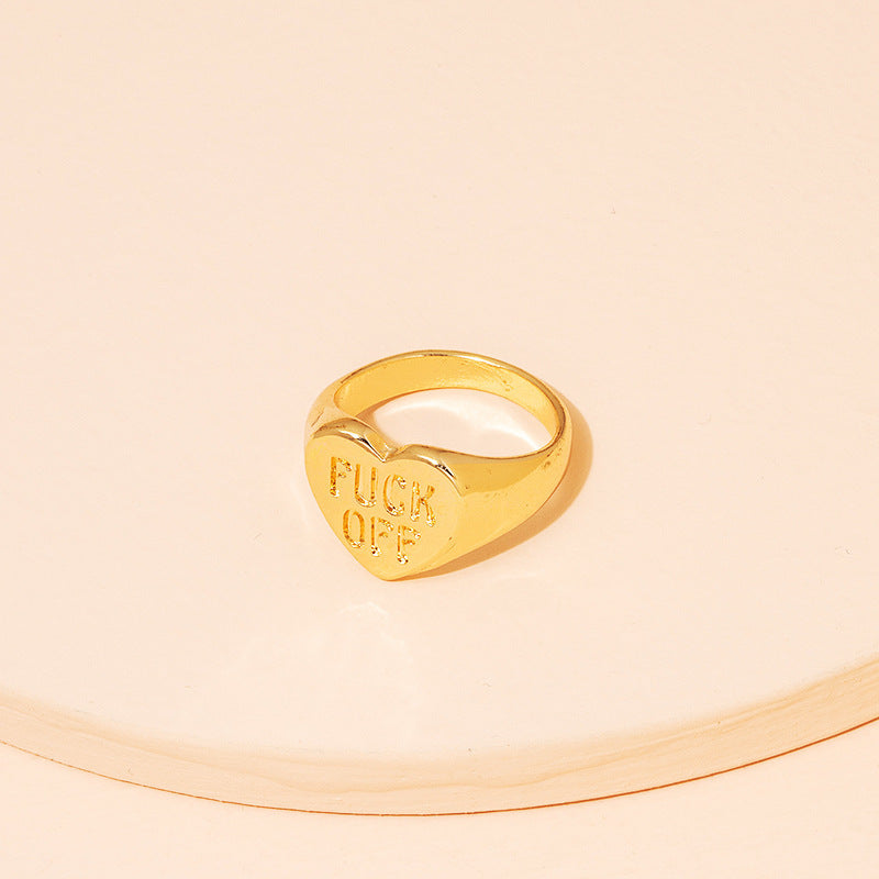 Online Influencer Letters Love Heart-shaped Ring