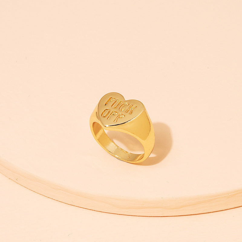 Online Influencer Letters Love Heart-shaped Ring