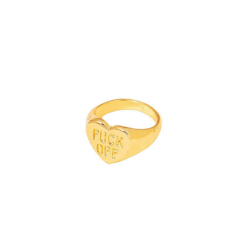 Online Influencer Letters Love Heart-shaped Ring