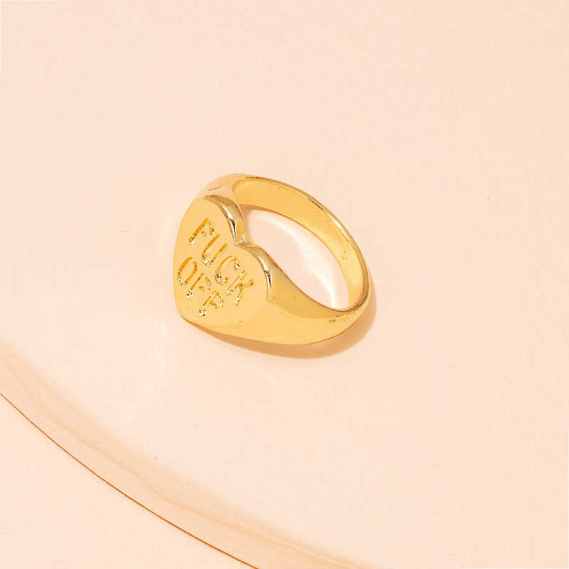 Online Influencer Letters Love Heart-shaped Ring