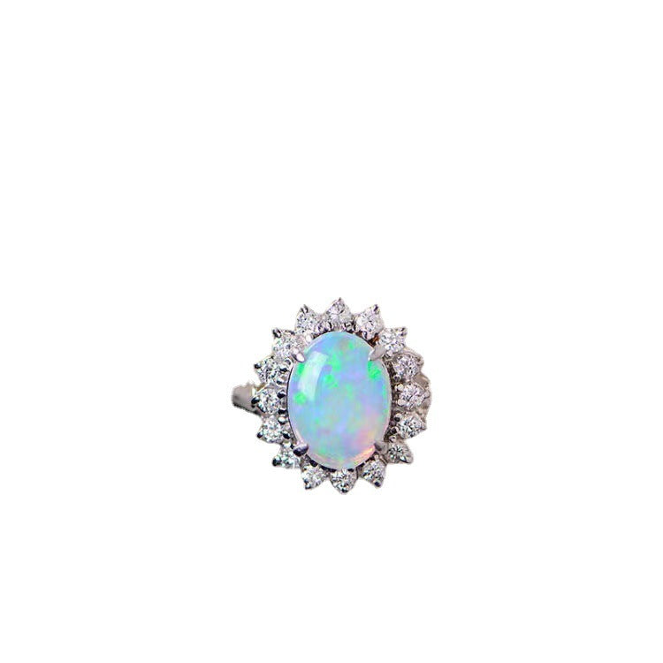 Plated 925 Inlaid Zircon Opal Exquisite Fashion Ring
