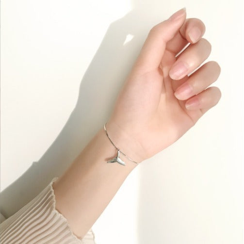 Bracelet en forme de larme de sirène minimaliste en argent pour femme, version coréenne