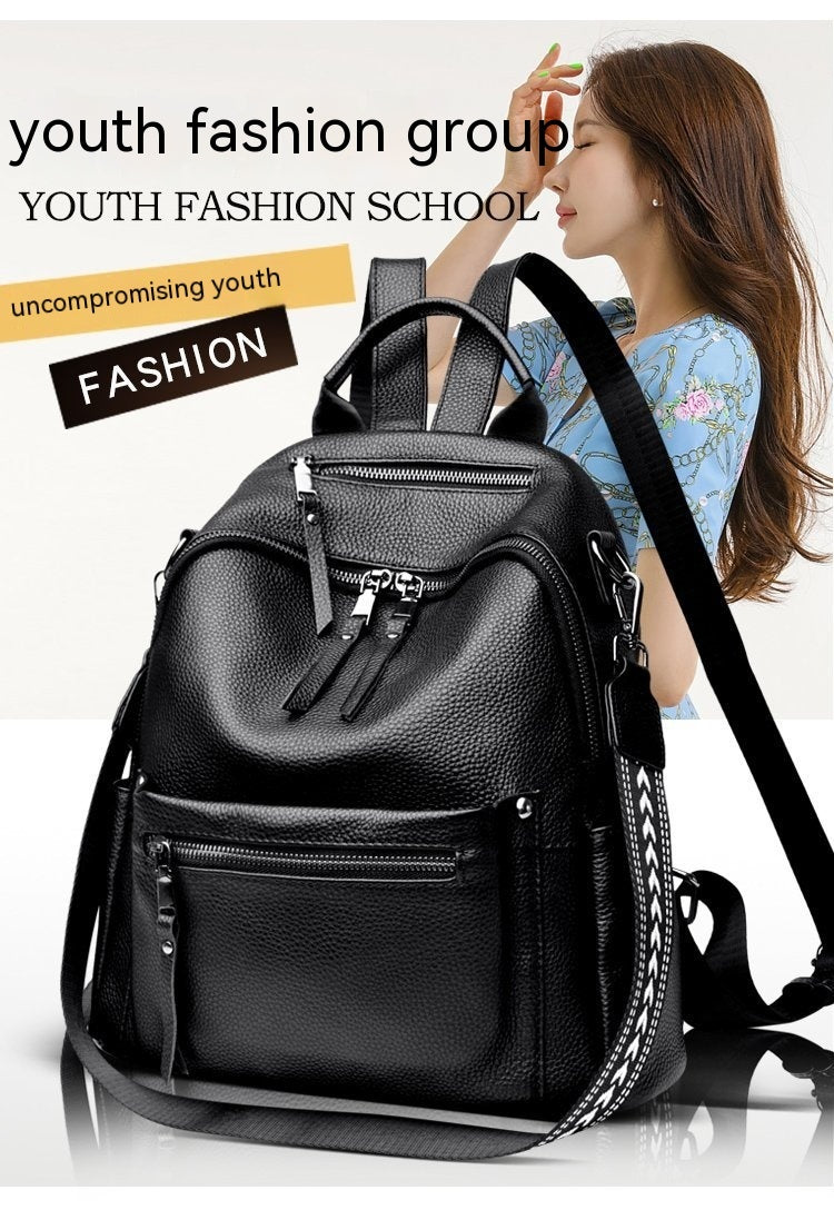 Sac à dos en cuir de vache pour filles, cartable de voyage de grande capacité, Style collégial, à la mode, assorti avec tout