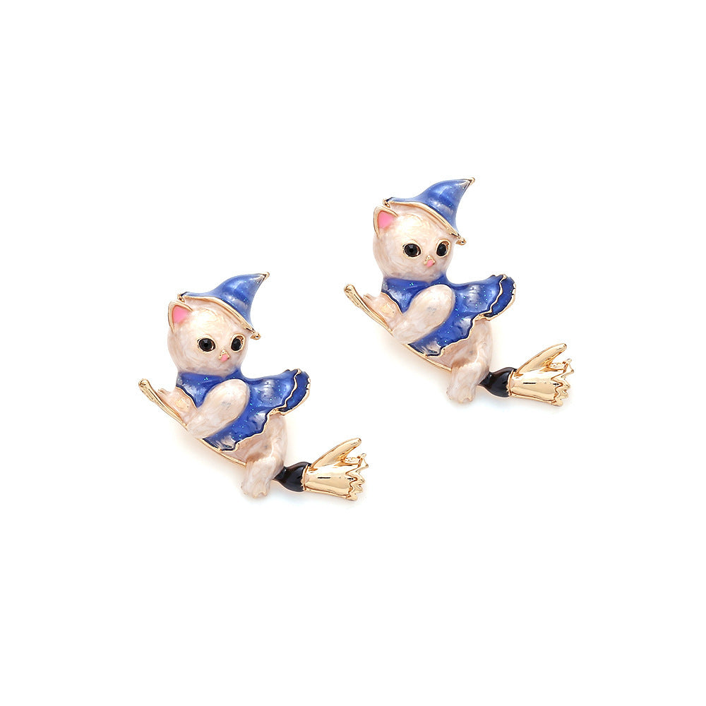 Boucles d'oreilles en alliage pour chaton, chapeau de magicien dégoulinant