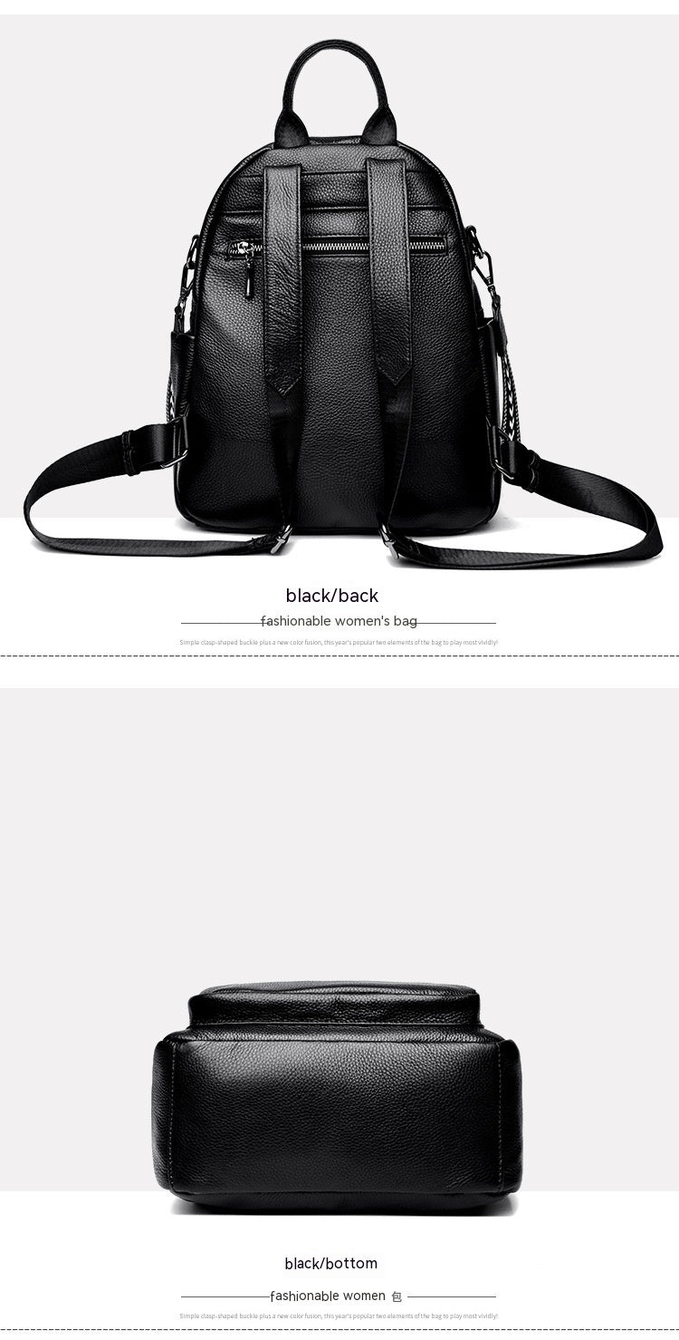 Mochila de viaje de piel de vaca de primera capa estilo preppy de gran capacidad a la moda de estilo coreano