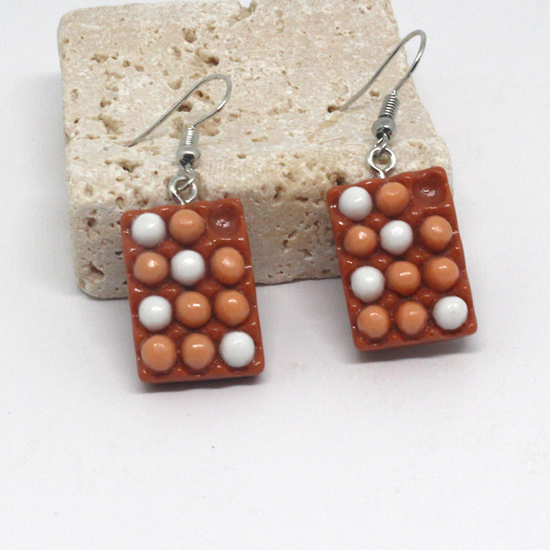 Cute Resin Egg Storage Box Earrings