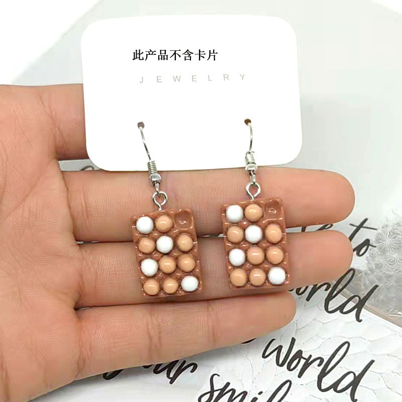 Cute Resin Egg Storage Box Earrings