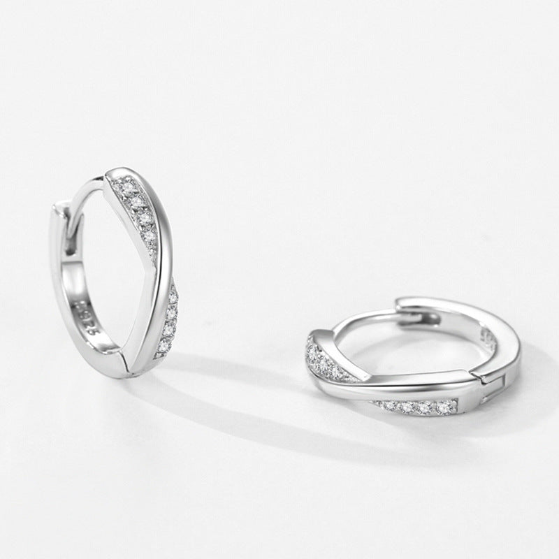 S925 Silver Simple Geometric Design Micro-inlaid Earrings