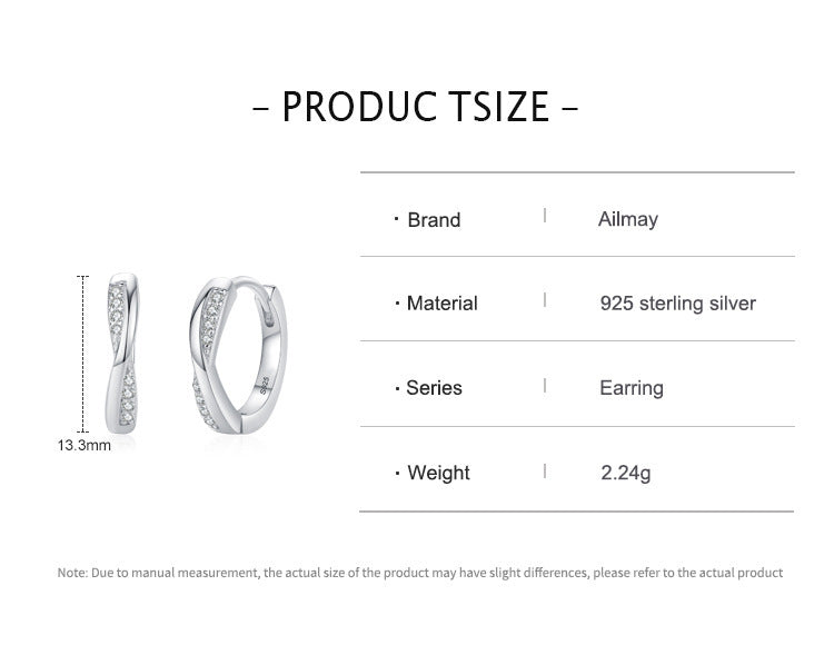 S925 Silver Simple Geometric Design Micro-inlaid Earrings