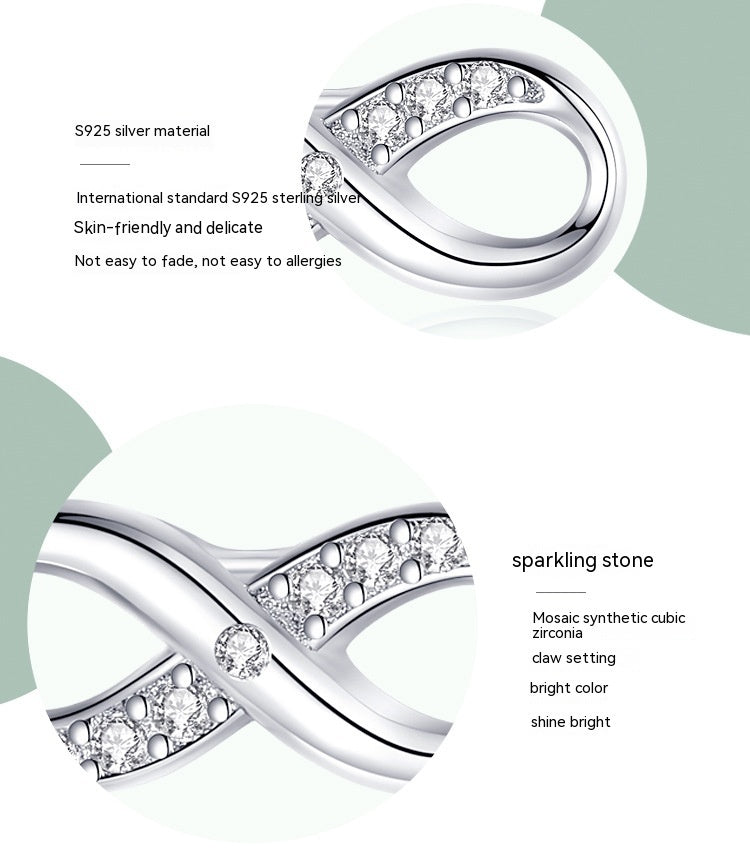 S925 Sterling Silver 8-word Diamond Stud Earrings