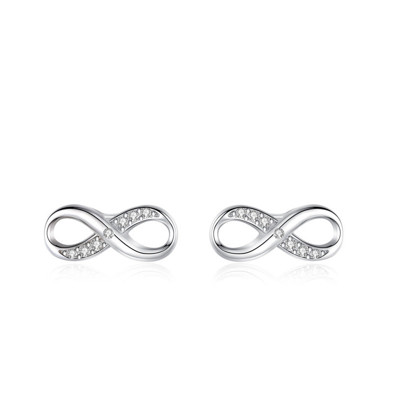 S925 Sterling Silver 8-word Diamond Stud Earrings