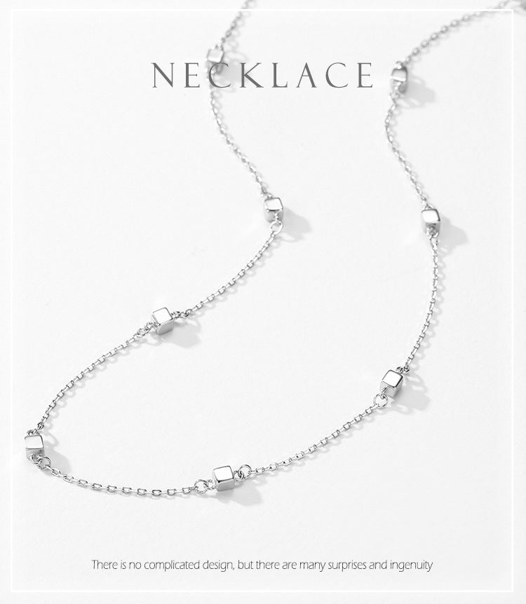 Collier Vintage en forme de Cube de sucre carré, chaîne de clavicule, Design d'intérêt particulier, haut sens